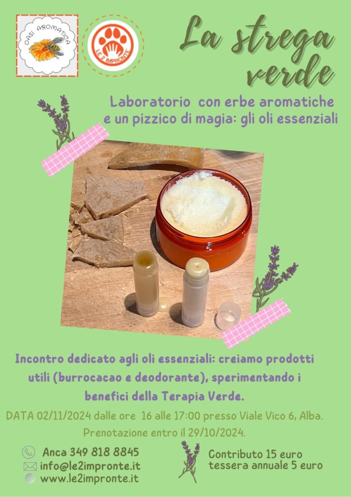 laboratorio dedicato agli oli essenziali e produzione di burrocacao e deodorante